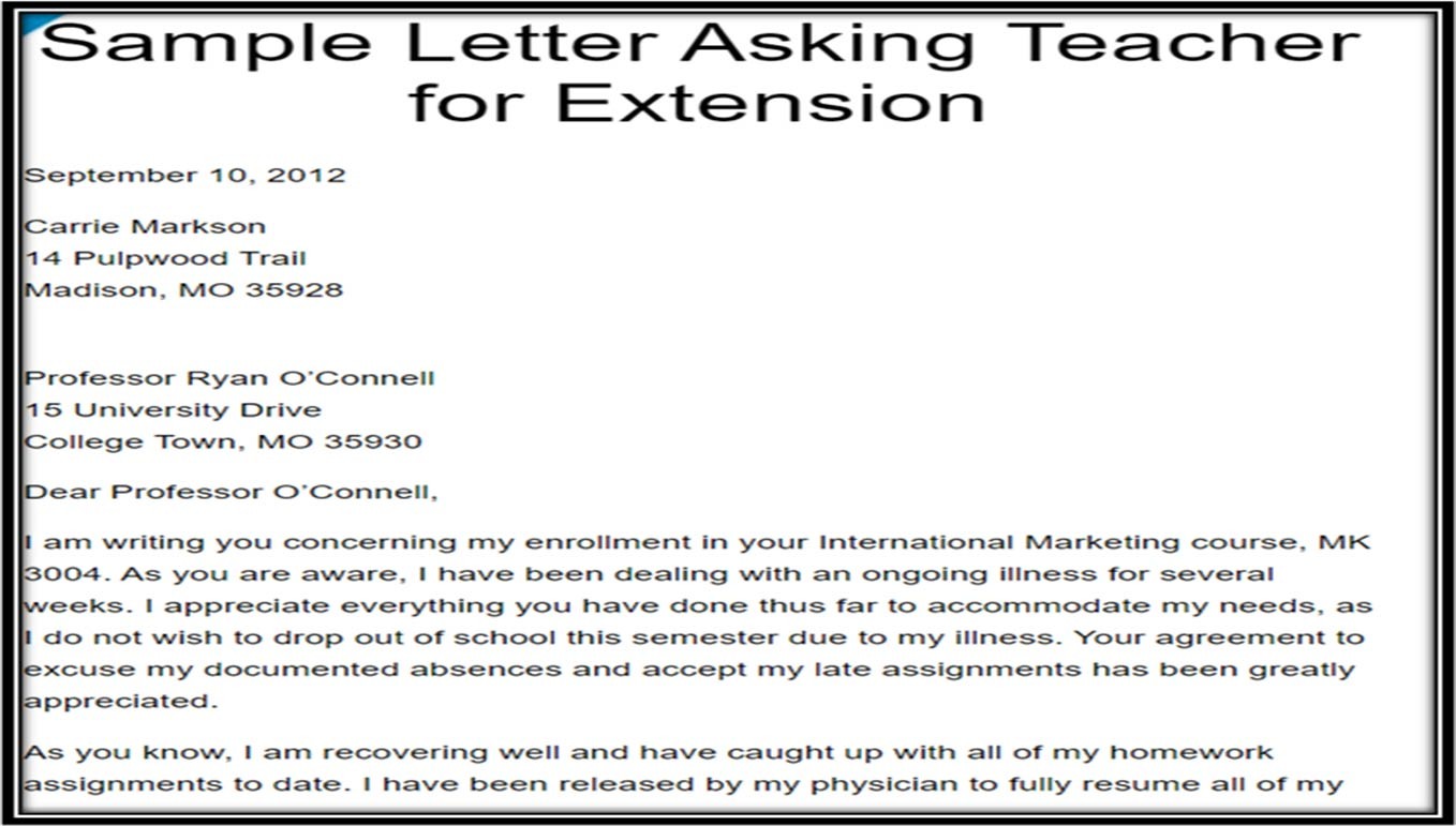 Requesting Letter Sample For Assignment Extension